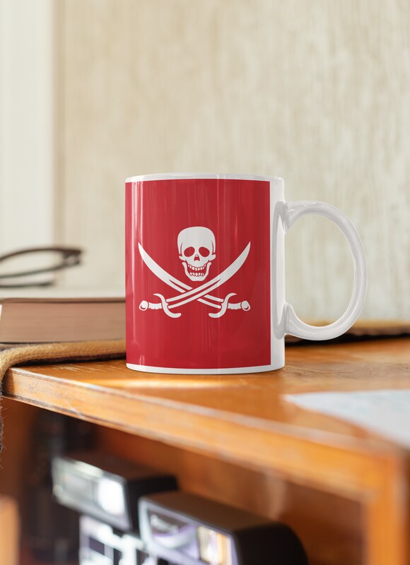Pirate Flag - Coffee Mug. Coffee Tea Cup Funny Words Novelty Gift Present White Ceramic Mug for Christmas Thanksgiving